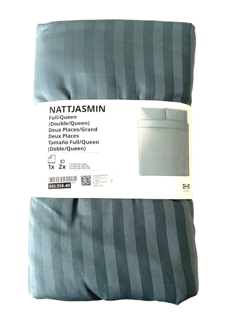 IKEA NATTJASMIN Duvet Cover And Pillowcase Blue-green  Full/Queen  005.958.40